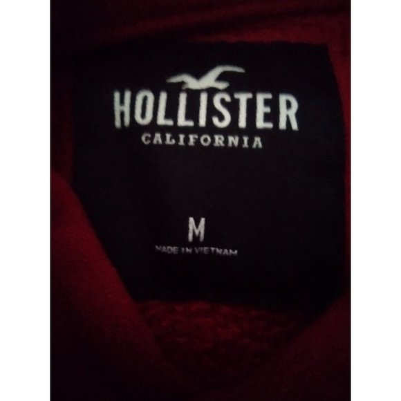 Hollister Red Embroidered Logo Sweatshirt Hoodie Medium Pullover Super Soft‎ - Picture 2 of 5
